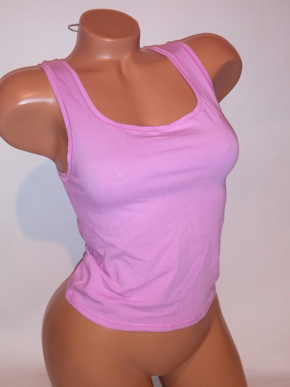 Victoria Secret PINK Crop Top Tank Solid Pink Sleeveless Fitted Stretch